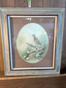 lot 219 image: Framed Bird Painting on Porcelain or Ceramic Plaque