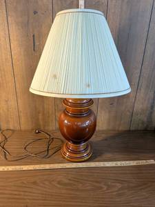 lot 227 image: Brown Ceramic Table Lamp with Pleated Shade