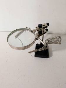 lot 243 image: Magnifying Glass with Stand and Soldering Iron Holder