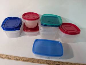 lot 248 image: Mixed Food Storage Container Set with Colorful Lids