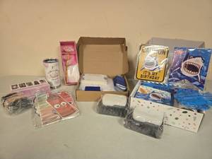 lot 124 image: Mixed Party Supply Bundle with Decorations and Accessories