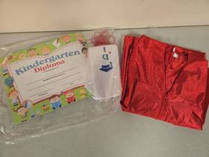 lot 129 image: Kindergarten Graduation Diploma Certificates with Red Caps and Tassels