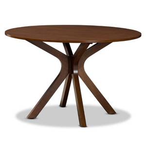 lot 208 image: 48 Kenji Wide Round Wood Dining Table Walnut - Baxton Studio Mid-Century Modern, Seats 6, MDF Composite - Retail $430