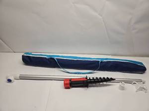 lot 215 image: portable beach umbrella sand anchor and holder set.&nbsp