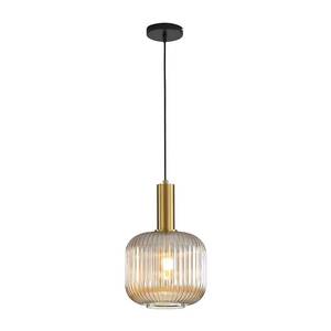 lot 59258 image: I-xun Modern Pendant Light Fixtures for Kitchen Island, Farmhouse Striped Glass Pendant Lighting with Gold Socket, Stylish Ceiling Light for Dining Room and Living Room (7.87, Amber)
