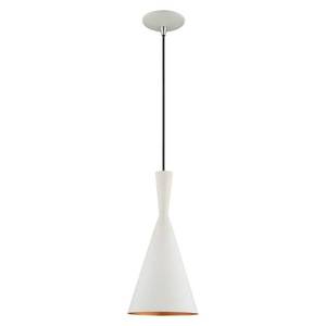 lot 59308 image: 41185-03 Livex Lighting Waldorf - 1 Light Pendant In Industrial Style-21 Inches Tall and 7.25 Inches Wide-White Finish -Traditional Installation