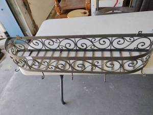 lot 59323 image: vintage wall-mounted wrought iron rack