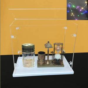 lot 121445 image: Clear Acrylic Display Cabinet Assembly, Thickened Base, top openable Door, Sturdy L-Shaped Buckle, dust Protection Cabinet for Action Doll Toy Collectibles (White, 60x40x50cm24x16x20in)