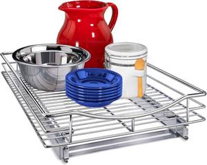 lot 121446 image: LYNK PROFESSIONAL Pull Out Cabinet Organizer, 14 x 18 Slide Out Cabinet Organizer Pull Out Drawer, Pull Out Shelves for Kitchen Cabinets, Under Sink Organizers, Chrome