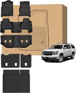 lot 121452 image: Retails for $130 Peleus Floor Mats for Chevrolet Suburban & GMC Yukon XL 2015-2020 (2nd Row Bucket Seats),TPE All Weather Protection 3 Rows Car Floor Liners Duty Full Set Rubber Liner Suburban & Yukon XL Accessories