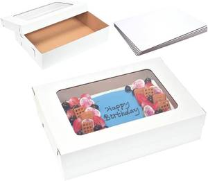 lot 121463 image: JJO 26x18x5 Inch Full Sheet Cake Boxes with Thick Cake Boards,5 Pack-Large Bakery Boxes Corrugated Rectangle Cake Boxes for 26x18 Inch Sheet Cake,Donuts,Brownie,Pastry Baking,Muffins,Cupcake