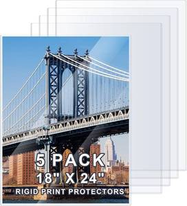 lot 121473 image: AKONEGE 5 Pcs 18 x 24 Rigid Print Protectors Clear Hard Sheet Protectors Heavy Duty Top Loading Crystal Poster Sleeves Picture Frame Hard Plastic Sleeves for Art Prints Photos Documents Blueprint