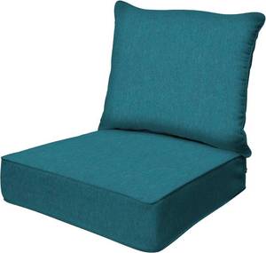 lot 121478 image: Retails for $113 Honeycomb Outdoor Heritage Deep Seat, 24 x 23, Textured Solid Teal Chair Cushion with Removable Cover, for Patio Furniture