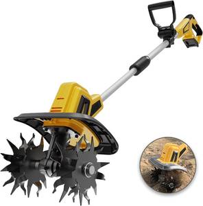 lot 221477 image: Cordless Tiller Cultivator Compatible with Dewalt 20V Battery(Tool Only), Electric Garden Tiller w270 RPM, 48 Steel Tines, 8.7 Tilling Width, 6.3 Depth, Portable Rotary Tiller