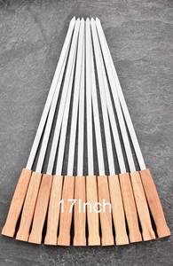 lot 221498 image: 17-Inch 12 Pack Long Flat BBQ Skewers, HONSHEN Brazilian-style Stainless Steel 38 Inch Wide Blade with hardwood Handle barbecue skewers for Grilling Meat,Chicken,Shrimp,Vegetables-Set of 12