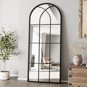 lot 221504 image: Mirror Full Length, 56x22 Large Arched Mirror, Window Pane Wall Black Full Body Mirrors, Oversize Farmhouse Standing Mirrors for Living Room, No Stand