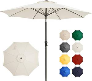 lot 221505 image: Ayge 9FT Large Outdoor Patio Umbrella Market Table Umbrella-UV Resistant, Easy Push Button Tilt and Crank, 8 Sturdy Fiberglass Ribs Heavy-Duty Pool Umbrella for Deck, Backyard,Garden,White