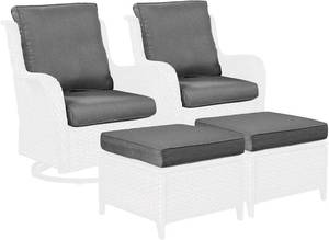 lot 221518 image: Retails for $180 (Only Cushions) High Back Outdoor Swivel Rocker Chairs and Ottomans Cushions, 5Pcs Wicker Patio Furniture Conversation Set Cushion for Porch, Balcony, Deck