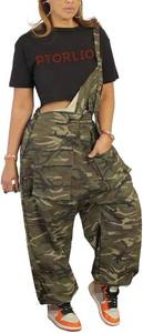 lot 321362 image: Sexy Plus Size Camo Overalls for Women Loose Fit Baggy Harem Bib Jumpsuit with Pockets