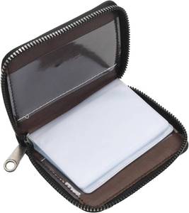 lot 321370 image: 20 Slots Black Card Holder, Genuine Leather Wallet Secure Case Zipper Organizer, Small Credit Card Wallet for MenWomen