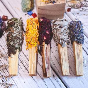 lot 321392 image: Palo Santo Smudging Sticks Rolled in Herbs, Smudges Incense Stick for Purifying, Cleansing, Healing, Meditation and Stress Relief, 5 Premium 100% Natural Spiritual Cleansing Palo Santo Smudge Stick