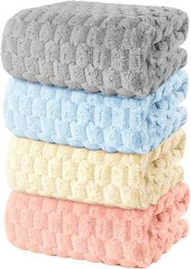 lot 321407 image: 4 Pack Microfiber Bath Towels Large, Super Absorbent, Quick Dry, Plush and Fluffy, 27.5 x 55, Luxury Towel Set for Bathroom, Spa, Gym, Travel - Mixed Colors
