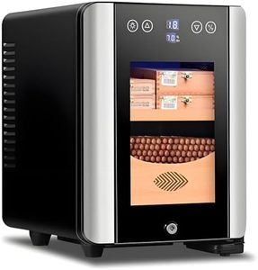 lot 321415 image: Retails for $180 Cigar Humidor 8L with Double-Layer Tempered Glass,Mini Cedar 80hc Temperature-Controlled Humidor for Home Use,Electronic Cigar Storage Cabinet,for 100 Count Cigar