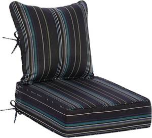 lot 321416 image: Sundale Outdoor Olefin Deep Seat Cushion, Patio Chair Cushion and Pillow, Water-Resistant Sectional Sofa Pad with Straps Harbor Blue, 23 x 26 x 6 Inches