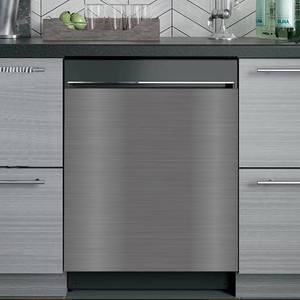 lot 321422 image: Stainless Steel Magnetic Dishwasher Cover, 23.5 x 26 Brushed Magnetic Dishwasher Door Cover, Kitchen Decorative Fridge Panel Decal, Refrigerator Appliance Covers, Silver Gray Appliances Decorate