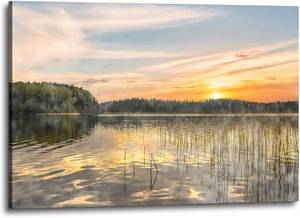 lot 321423 image: Inpraradiso Lake Canvas Wall Art Picture Nature Scene Artwork Sunset Scenic Print Wilderness Scenery Painting for Home Office Decor 36 x 24