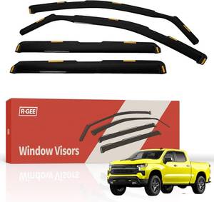 lot 321436 image: R-GEE in-Channel Window Rain Guards Fit for Truck Chevy SilveradoGMC Sierra 1500 2019-2025 Crew Cab, Extra Durable Window Deflectors, Vent Window Visors Exterior Car Accessories, 4 Pieces