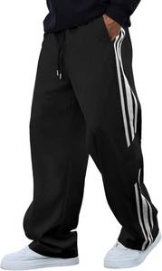 lot 421477 image: ZAFUL Mens Baggy Sweatpants Side Strip Y2k Drawstring Waist Joggers with Pocket Wide Leg Track Pants