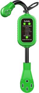 lot 421507 image: EyGde 50 Amp to 15 Amp 110V RV Adapter with Surge Protector 5000J, Patented 5-15P Male to 14-50R RV Adapter Plug 16.3 Inch, Circuit Analyzer Protector for Camper Trailer, Green