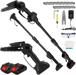 lot 161456 image: ALSO GO 2-in-1 Electric Pole Saws for Tree Trimming 4 6 Inch Mini Chainsaw Cordless with Extension Pole 12.6 FT Max Reach, 2 2.0Ah Battery Powered Pole Saw Tree Trimmer for Limb Branch Cutter