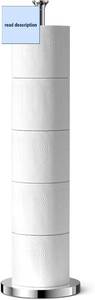 lot 421503 image: Toilet Paper Holder Stand(with Reserve Function), Free-Standing Spare Rolls Storage Holder, Stainless Steel, Modern Design