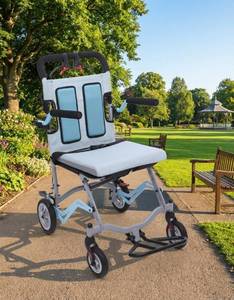 lot 201431 image: Retails for $147 Ultra Lightweight Folding Wheelchair for Seniors, Portable Transport Chair for Adults, Ultra Light Weight Manual Wheelchair with Locking Handbrake, Flip-Back Armrests, Swing-Away Footrests