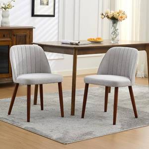 lot 391671 image: Garvee Wooden Dining Chairs Set of 2, Upholstered Kitchen Dining Room Chairs with Padded Seat and Wood Legs, Modern Fabric Side Dinner Chair for Kitchen, Dining Room, Restaurant, Cafe, Grey