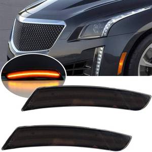 lot 24390 image: CTSATS Amber LED Front Side Marker Lamps Replacement for 2014-2019 Cadilla.c CTS & 2015-2019 Cadillac ATS & 2016-2024 Camaro Smoked Lens LED Turn Singal Lights Kits Replace OEM Sidemarker Lamps - Retail $33
