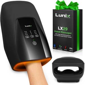 lot 24401 image: Lunix LX29 FSA Hand Massager, Heat & Air Compression, for Arthritis & Carpal Tunnel Relief, Hand & Wrist Pain Relief, Cordless Rechargeable, Charcoal Black - Retail $60