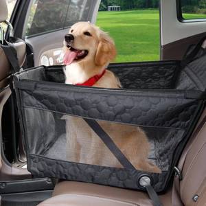 lot 24406 image: Prpeko Dog Car Seat for Large Dogs,Waterproof Fabric with Breathable Mesh&Adjustable Dog Seat Belt for Car,Dog Bed for Back Seat Up to 40 LB-Medium - Retail $40