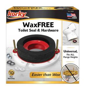 lot 24410 image: Korky 6000BP Universal Toilet WaxFree Seal with Hardware - Toilet Installation Made Easy - Made in USA , Red - Retail $13