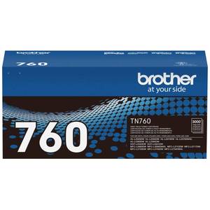 lot 24422 image: Brother Genuine TN760 High Yield Black Toner Cartridge, (for use with MFC-L2710DW MFC-L2750DW HL-L2350DW HL-L2370DW HL-L2395DW HL-L2390DW DCP-L2550DW Printers) (Pack of 1) - Retail $98
