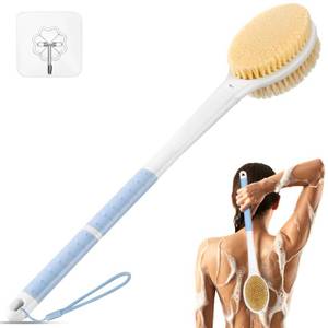 lot 24442 image: Back Scrubber Body Shower Brush Anti Slip Long Handle Bath Brush with Stiff and Soft Bristles - Showering Exfoliator Wet or Dry Brushing for Women, Men, Elderly (Blue) - Retail $10