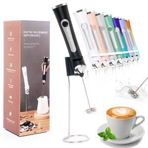 lot 24462 image: Rechargeable Milk Frother Handheld For Coffee,3 Speeds Frother Wand With Stand, Batidora De Mano Electrica,Coffee Frother With 2 Heads,Drink Mixer Electric Handheld,Kitchen Essentials(Black) - Retail $10