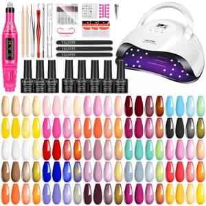 lot 24471 image: Nail Polish Kit with UV Light 25 Colors Gel Polish Starter Kit - Retail $24