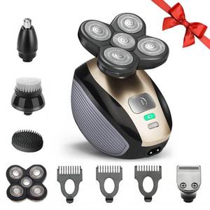lot 24474 image: Hugdew 5 in 1 Head Shavers for Bald Men, Skull Head Shaver with Rechargeable Battery, Electric Razor, Hair Clippers, Nose Hair Trimmer, Cleaning Brush, Hair Manager, Idea Gift for Men(Brown)