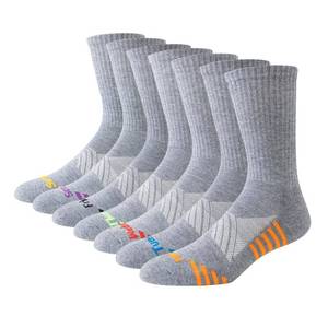 lot 24475 image: JOYNE 7 Pairs Mens Running Sports Week Socks Athletic Comfort Crew Socks,Light Grey,Sock Size10-13 - Retail $20