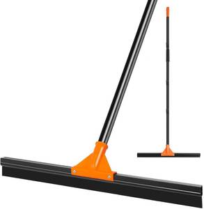 lot 24479 image: Heavy Duty Floor Squeegee with Long Handle, 18 Rubber Wiper Broom for Concrete Tile Cleaning Commercial Scrubber Mop for Garage Deck Bathroom Kitchen Pool - Retail $17