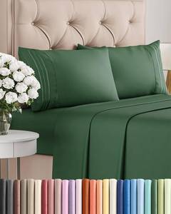 lot 24489 image: Full Size 4 Piece Sheet Set - Comfy Breathable & Cooling Sheets - Hotel Luxury Bed Sheets for Women & Men - Deep Pockets, Easy-Fit, Soft & Wrinkle Free Sheets - Emerald Green Oeko-Tex Bed Sheet Set - Retail $31