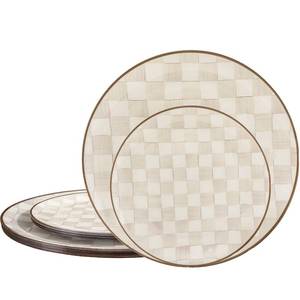 lot 24499 image: U-QE 20PCS Plastic Blue Plates for Party - Retro Checkered Plates Disposable Heavy Duty - Fancy Plastic Plate for Party, Birthdays - 10 10.25 Inch Dinner and 10 7.5 Inch Dessert Plate - Retail $25